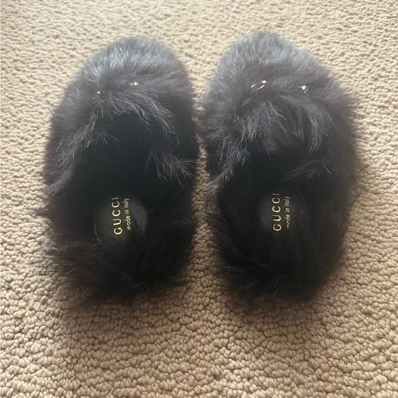 Gucci Women's Black Fur Slippers 36 - Picture 5 of 7